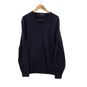 Paul Fredrick Mens XL Black Silk Cotton Cashmere Blend V-Neck Sweater